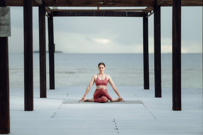 Yoga at sunrise and sunset